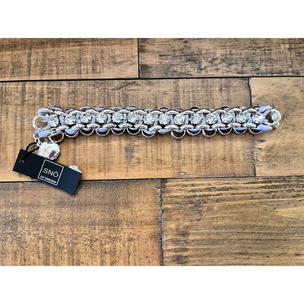 SNÖ of Sweden Bellini Bracelet Womens Silver Crystal Chain Link New with Tags Gi